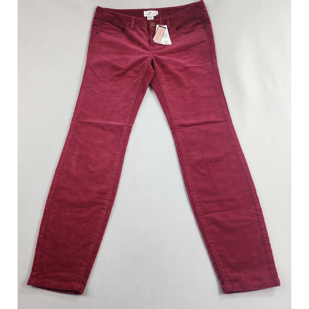 Vineyard Vines corduroy pants womens sz 6 W32 red stretch 2P6006 zip pockets $98